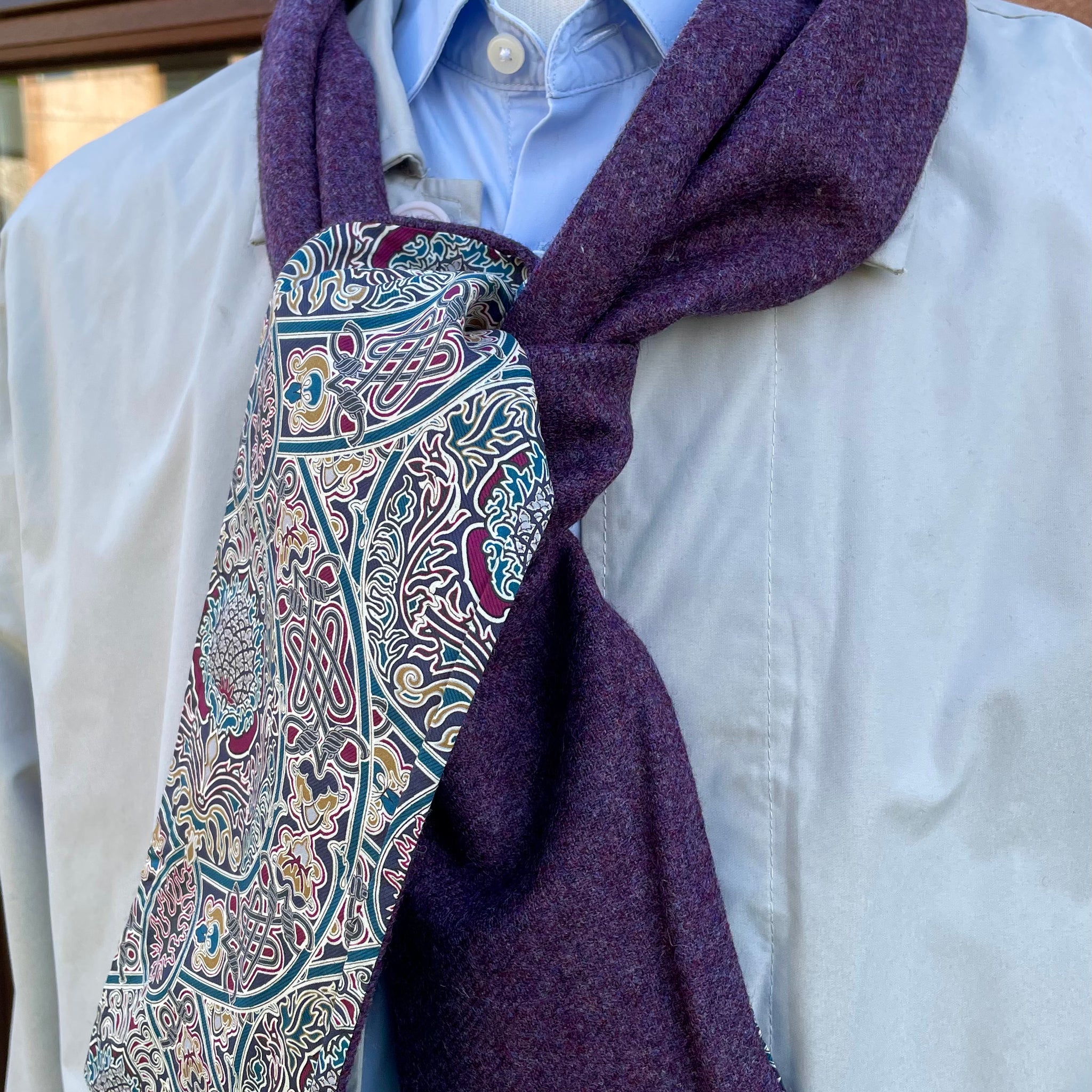 Merino Lambswool and Liberty cotton short scarf