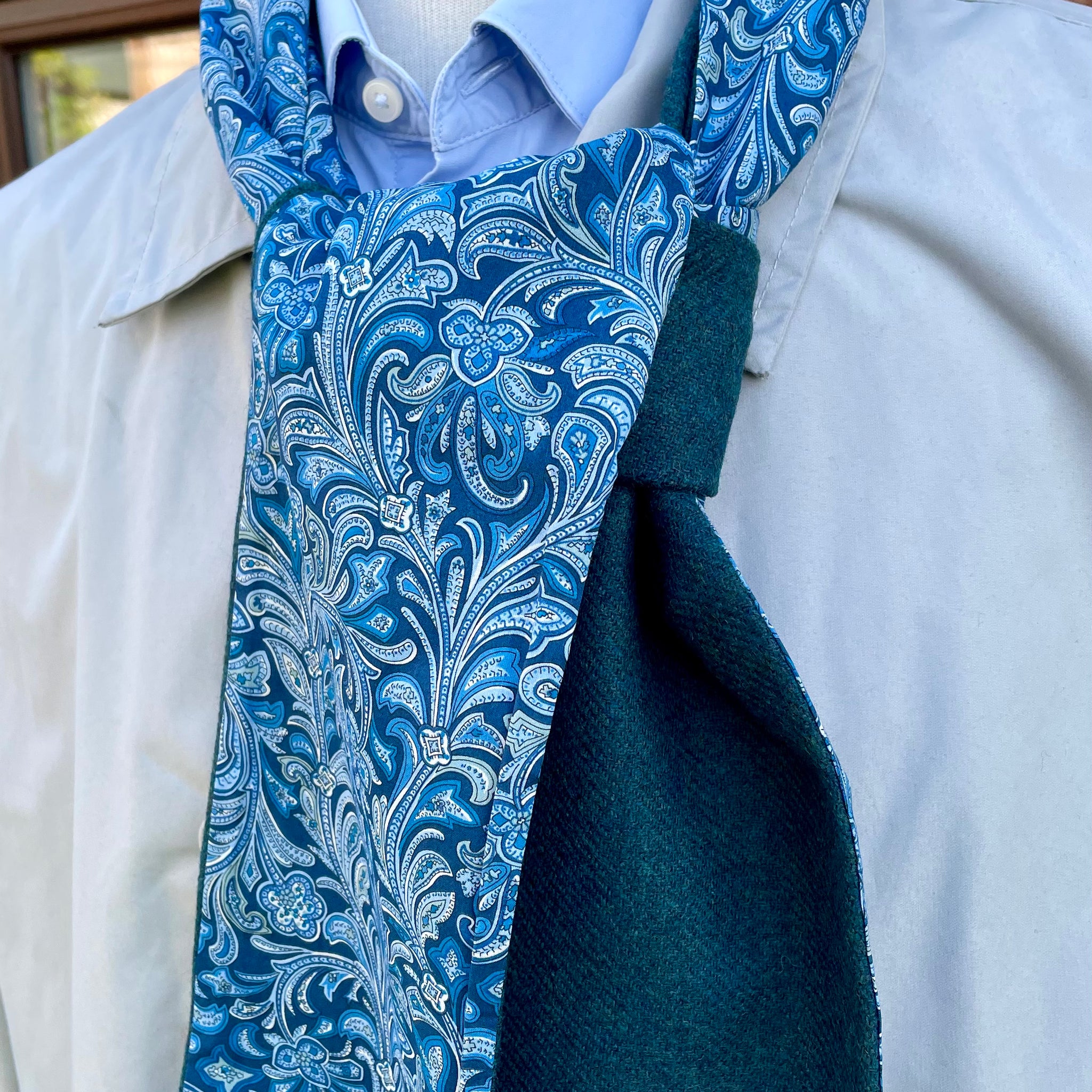 Merino Lambswool and Liberty cotton short scarf