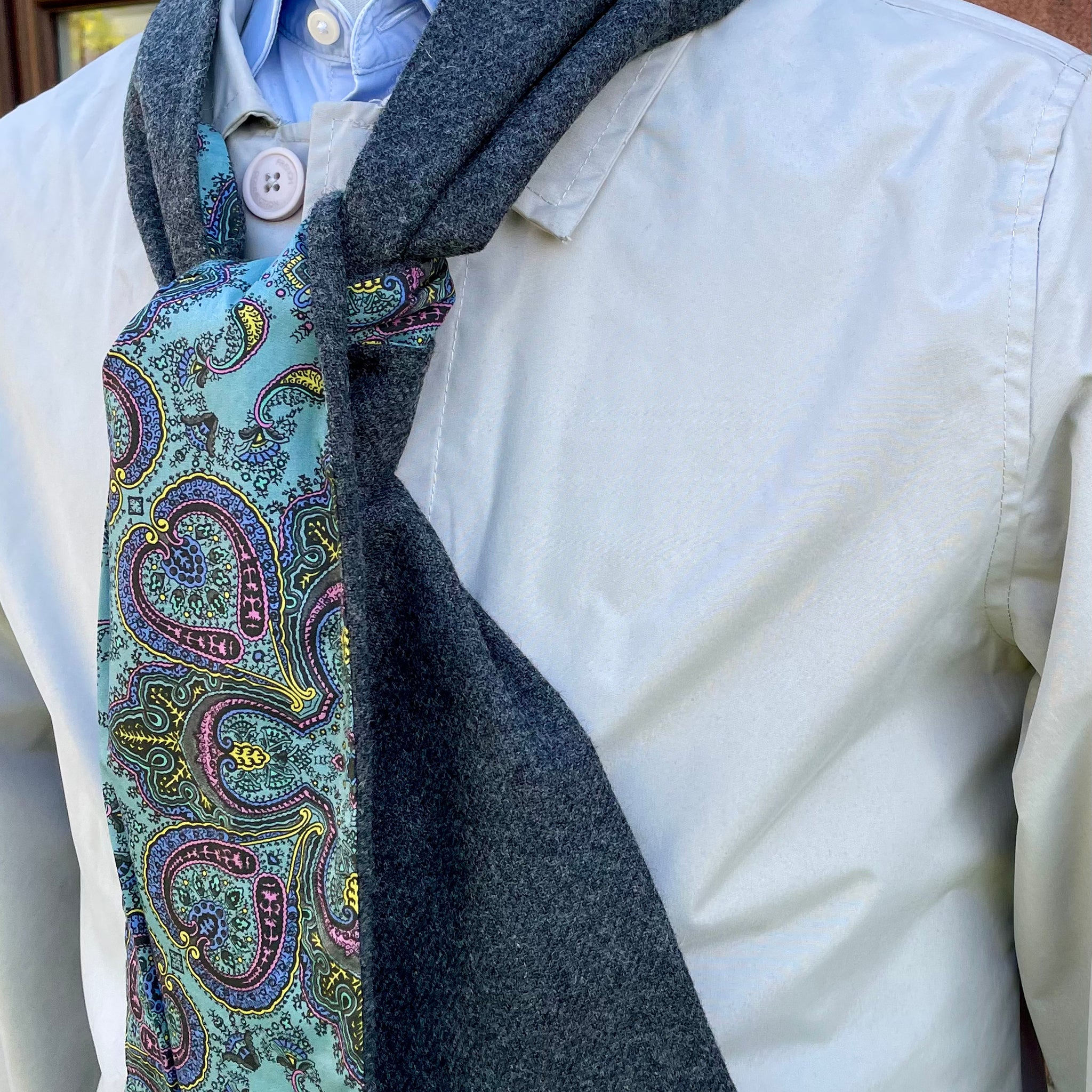 Merino Lambswool and Liberty cotton short scarf