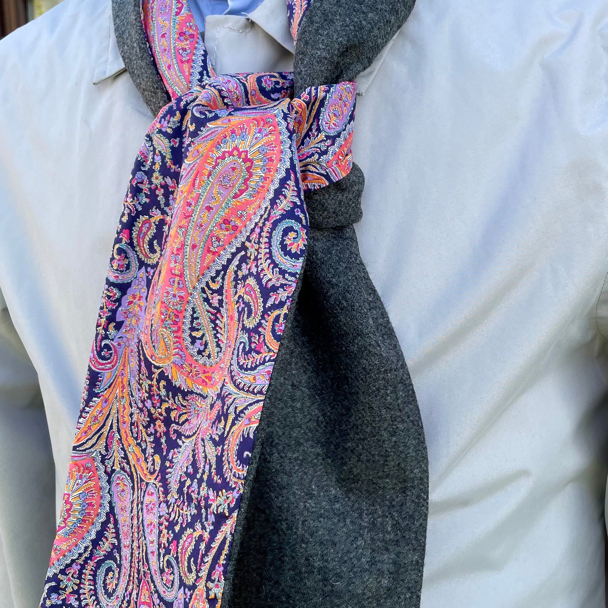 Merino Lambswool and Liberty cotton short scarf