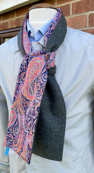 Merino Lambswool and Liberty cotton short scarf