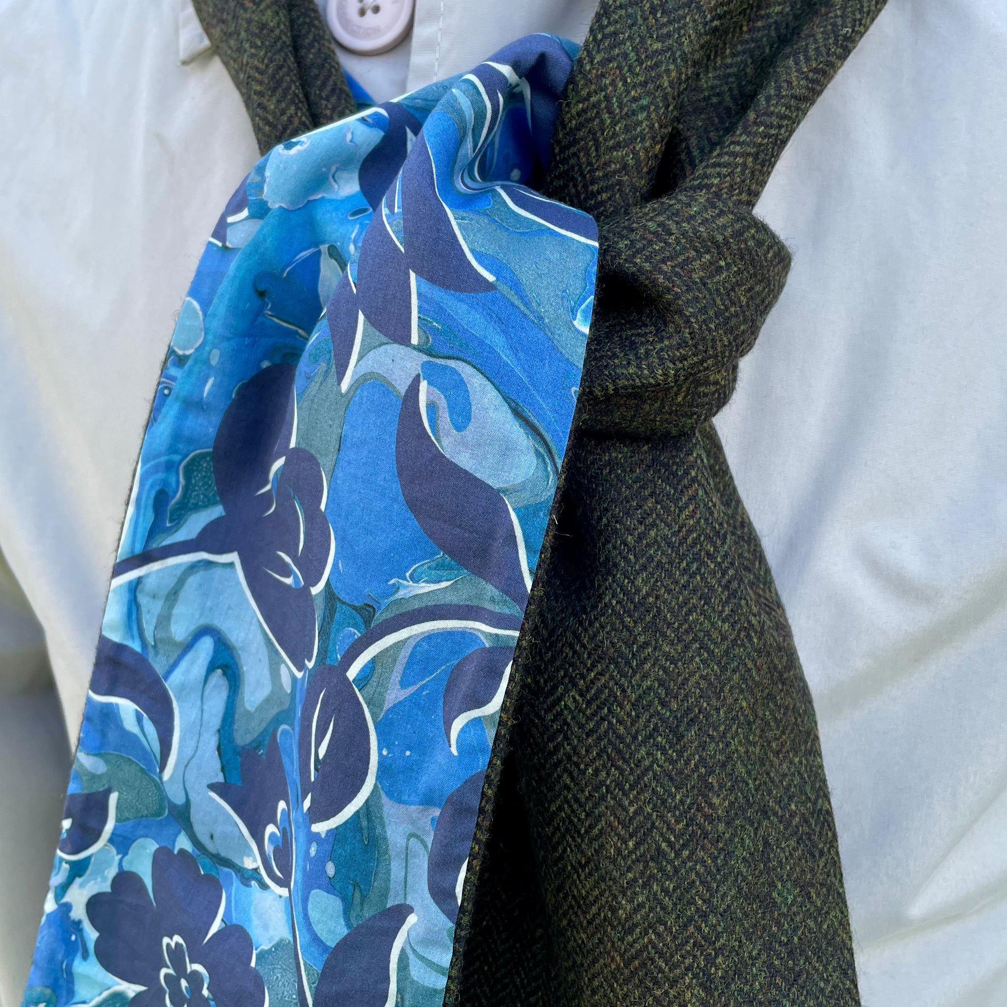 Merino Lambswool and Liberty cotton short scarf